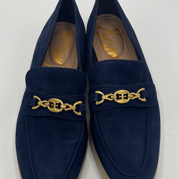 Sam Edelman Dark Blue Loafers with Gold Detail - Picture 1 of 8